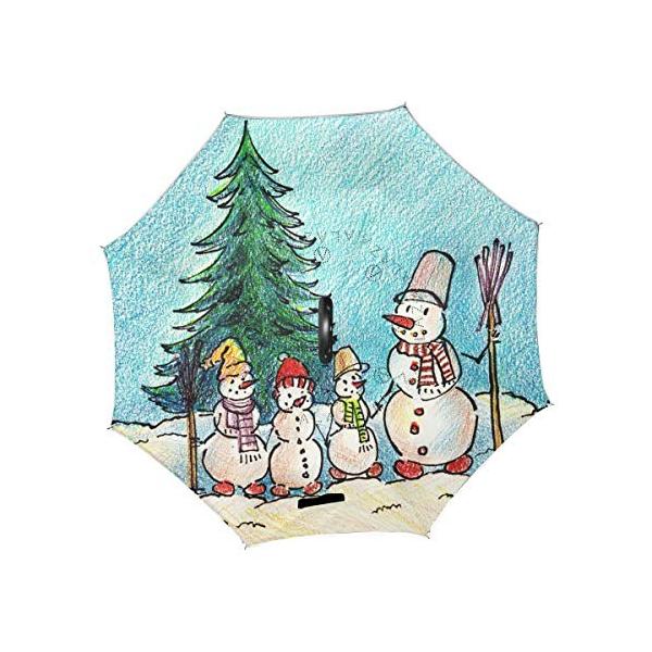 ミヤビヤ 逆さ傘 長傘 クリスマスツリー柄 メーカー直送 クリスマス柄 雪だるま柄 雑貨 逆折り式 逆開き傘 内側 逆さま傘 マルチカラー
