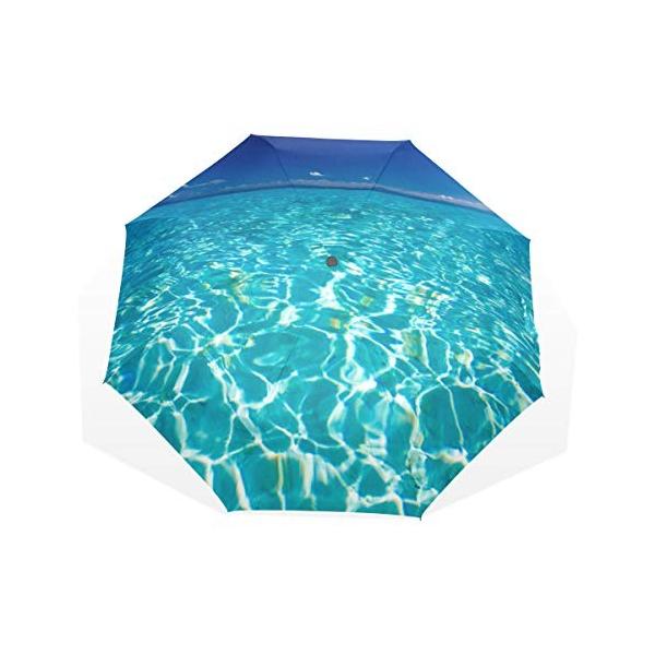 Sukau 折り畳み傘 海 ハワイ 空柄 レディース 晴雨兼用 贈答品 軽量 折りたたみ 日傘 手動 大きい 丈夫 梅雨対策 収納ケース付 頑丈な8本骨 傘