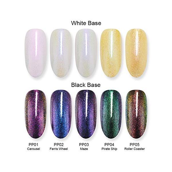 Born Pretty カメレオンネイルトップコート 微粒子入り マニキュアネイルカラーセット 6ml 買収 ベースカラーによって色がかわる 5色セット