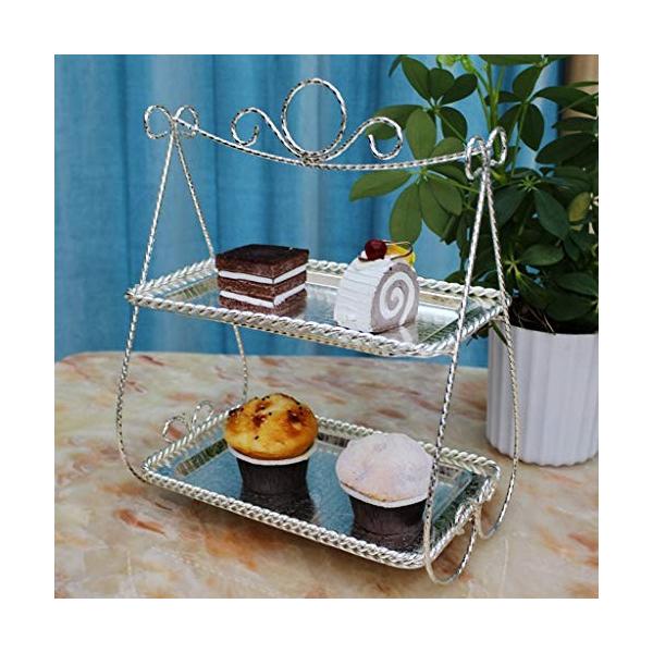 Slh ヨーロッパのリビングルームクリエイティブ2層ケーキラックデザートシュガードライフルーツプレートアフタヌーンティースナックトレイ オンラインショップ Color