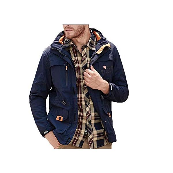 Maweisong メンズカジュアルコットンミリタリージャケット冬アウトドアコートウインドプルーフウインドブレーカー Blue Xl 好評