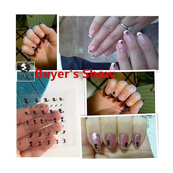 販売 1枚かわいい黒猫キラキララインストーン3d水転写ステッカーネイルアートのヒントマニキュアデカールdiyツールsaxf 249