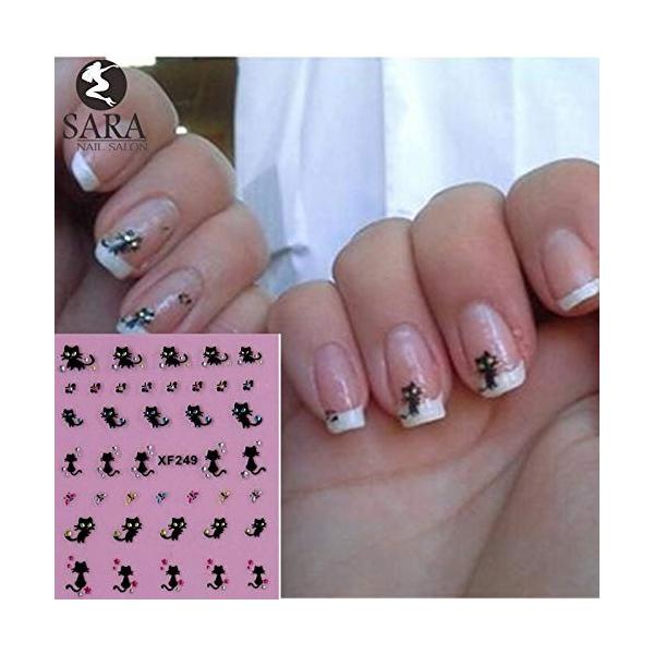 販売 1枚かわいい黒猫キラキララインストーン3d水転写ステッカーネイルアートのヒントマニキュアデカールdiyツールsaxf 249