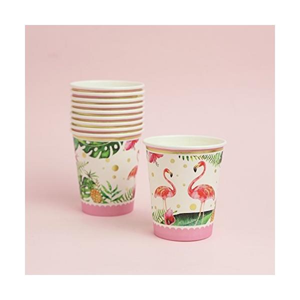 海外並行輸入正規品 ペーパーカップ ペーパープレート 紙コップ フラミンゴ 可愛い 約40セット コップ使い捨て