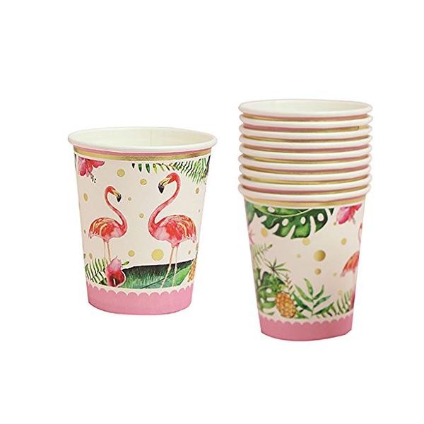 海外並行輸入正規品 ペーパーカップ ペーパープレート 紙コップ フラミンゴ 可愛い 約40セット コップ使い捨て