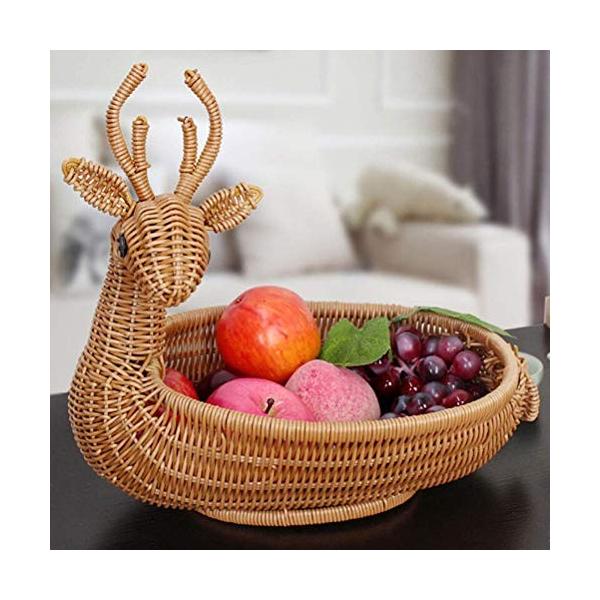 Ywawj 子鹿クリエイティブホーム現代のフルーツバスケット 模造籐収納バスケットパンバスケット野菜キャンディースナックバスケット 直営ストア 色