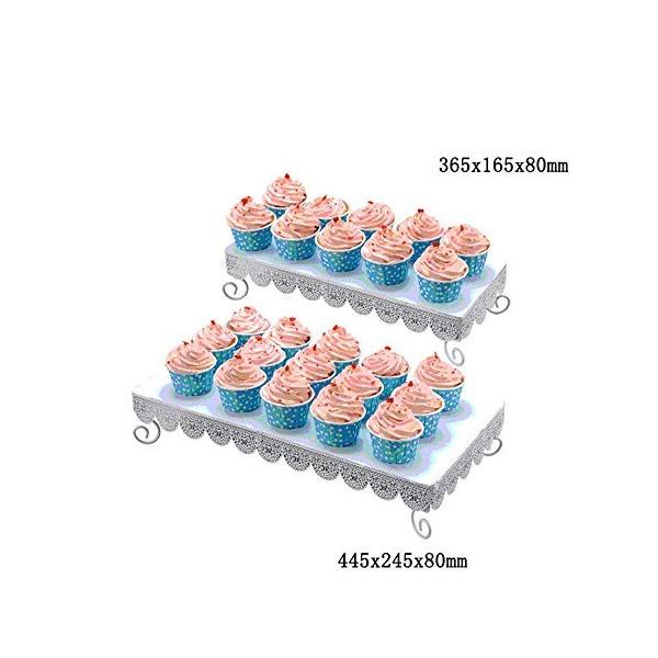 Unique Party お得 ベビーシャワーのカップケーキスタンド長方形の単層ケーキスタンドセット パーティーフードサーバー サイズ 白 色