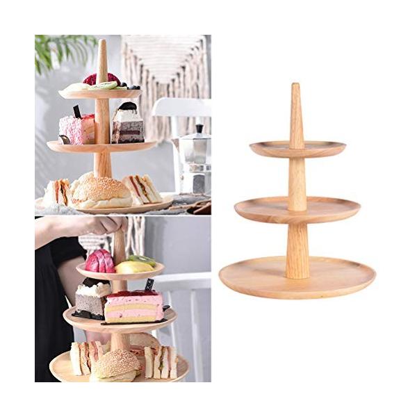 Upkoch 党店のための3層のカップケーキタワーのフルーツの前菜デザートの陳列台が付いている木製のカップケーキの立場 格安saleスタート