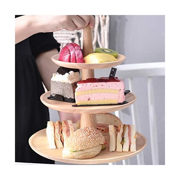 Upkoch 党店のための3層のカップケーキタワーのフルーツの前菜デザートの陳列台が付いている木製のカップケーキの立場 格安saleスタート