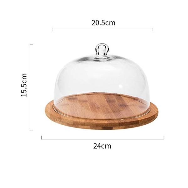 5 好評 ガラスドーム ケーキダストカバー木製アフタヌーンティートレイフルーツドームチーズトレイペストリーディスプレイスタンドパンテイスティングトレイ