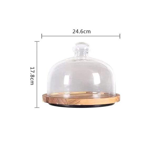 メーカー在庫限り品 木製ケーキトレイ パンサービングスタンドキッチンダストカバーデザートテイスティングトレイラウンドケーキボックスガラスドームフルーツ ドーム野菜ドーム