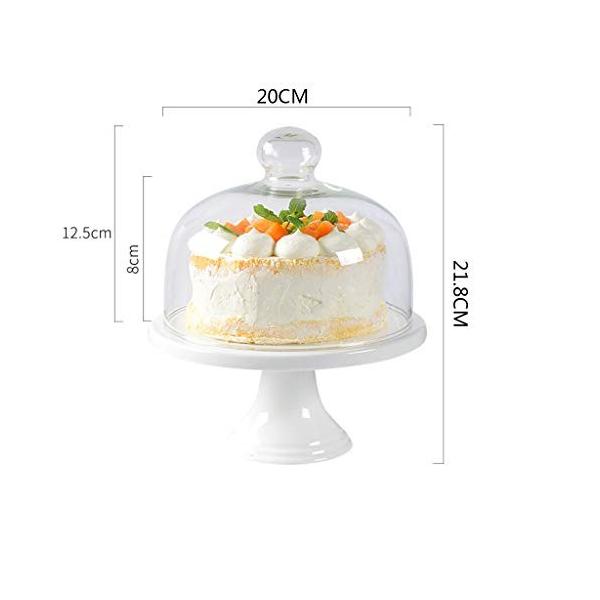 透明ケーキドーム 捧呈 家族西部レストランガラスドームセラミックトレイデザートサラダディスプレイスタンド直径15 5 29 8センチ Size