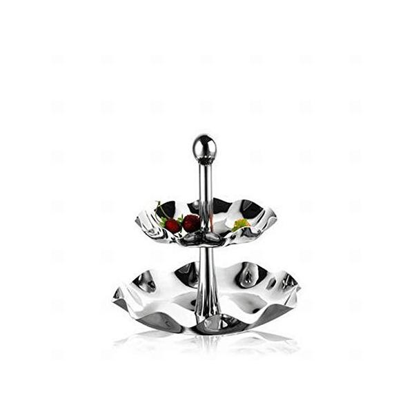 Claudiar クリエイティブファッションステンレス鋼肥厚2層ロータスバードライフルーツフルーツ皿デザートスナックディスプレイスタンド食品装飾 新作販売