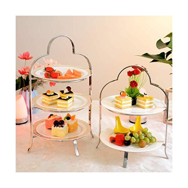 いよいよ人気ブランド Wenxy プレート 多層ケーキスタンド 多層セラミックトレイケーキフルーツプレートステンレス鋼ブラケットレストランホテル ディスプレイスタンド 中皿