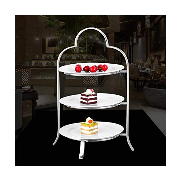 いよいよ人気ブランド Wenxy プレート 多層ケーキスタンド 多層セラミックトレイケーキフルーツプレートステンレス鋼ブラケットレストランホテル ディスプレイスタンド 中皿