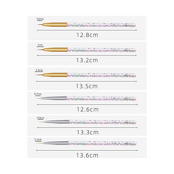 Kingsie ネイルアートペン 極細 6本セット ライナーブラシ ネイルブラシ ネイル筆 ライン アクリル
