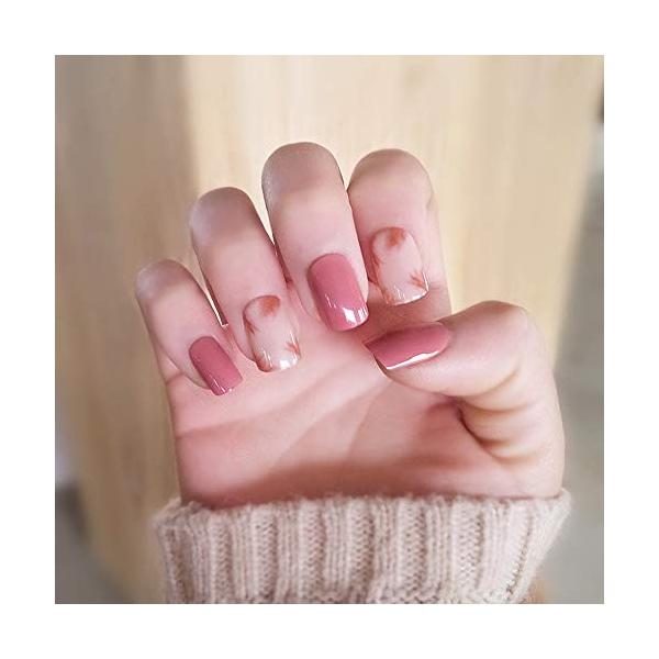 国内最安値に挑戦 Xutxzka ホームオフィス用ネイルチップ上の24個 セットキラキラつま先偽爪ピンク人工短正方形プレス