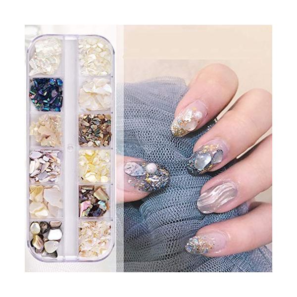 12色入り ネイル石パーツ ネイル貝殻風 セール価格 シェル 貝 ジェルネイル ネイルパーツ ネイルアート 偏光色 レジン