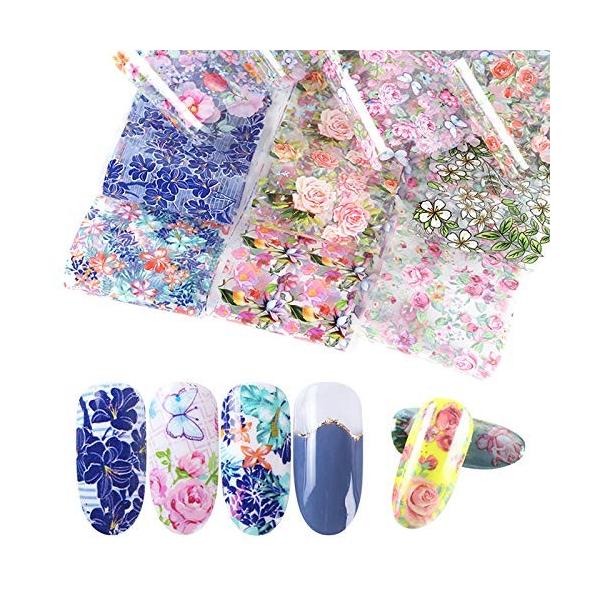 Liti ネイルシール 花柄ネイルホイル 水彩の花 星空ネイル シェル 綺麗な夏 箔紙 転写ホイル 送料無料 一部地域を除く デザイン 3d シェルプリント 極薄フィルム