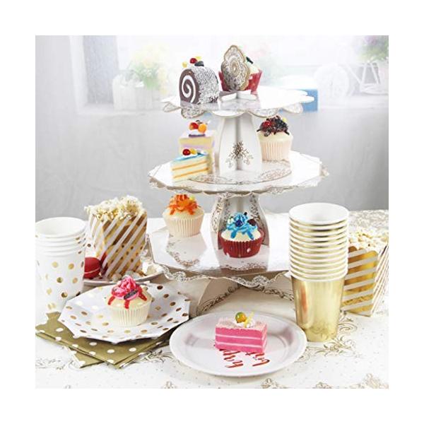 Formemory 3段 ケーキスタンド お菓子 カップケーキ デザート パーティー 誕生日 食べ放題 装飾 婚式 超人気 専門店 アフタヌーンティー クリスマス