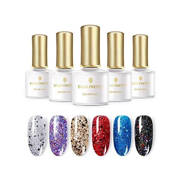 Born Pretty ジェルカラーセット ホロ入り 送料0円 キラキラ 厳選6色セット Led対応 Uv 6ml ジェルネイルカラー 秋冬ネイル