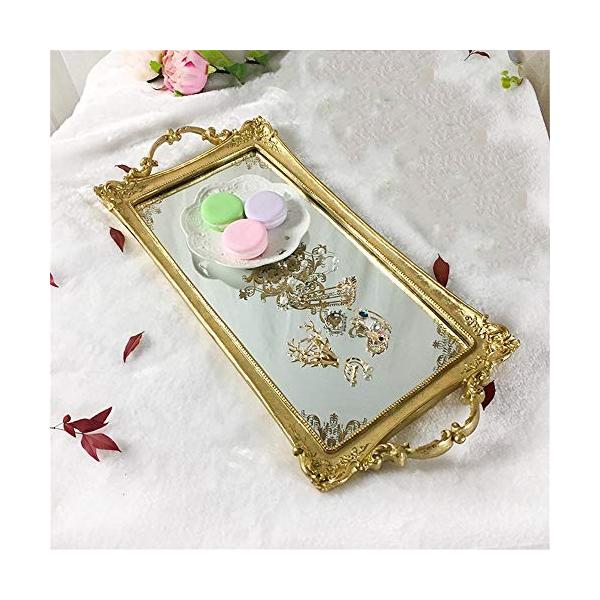 ケーキスタンド 装飾品トレイ フルーツプレートフルーツレトロ長方形ケーキ北欧化粧品収納トレイヨーロッパ茶トレイミラーデザートデコレーション New売り切れる前に 結婚式