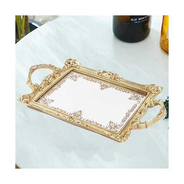 ケーキスタンド アンティーク装飾ミラートレイ 化粧オーガナイザー ジュエリーオーガナイザー パーティー用 贈答品 結婚式 サービングトレイ 誕生日