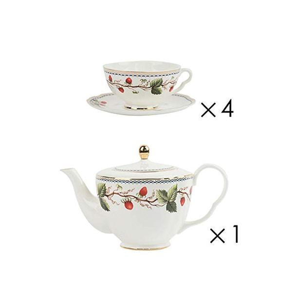 英語のアフタヌーンティーセットボーンチャイナコーヒーカップ皿 欧州高級セラミックレッドティーカップコーヒーカップ世帯 1つのポット4カップ 再販ご予約限定送料無料