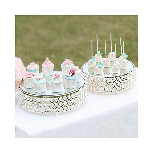 ケーキスタンド シルバーケーキスタンドラウンドカップケーキスタンドクリスタルと金属デザートディスプレイ 返品交換不可 パーティートレイ 色 銀 サイズ
