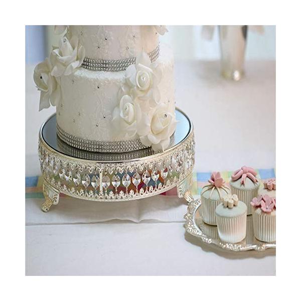 ケーキスタンド ケーキスタンドラウンドカップケーキスタンドクリスタルビーズサラウンド多目的ホームデコレーショントレイ付き金属デザートディスプレイ 割引も実施中