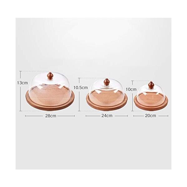 Petaaa 新作販売 ケーキパンセット 溝付き木製プレートビュッフェテイスティングトレイ党フルーツペストリー保全プラスチックドームダストカバー8