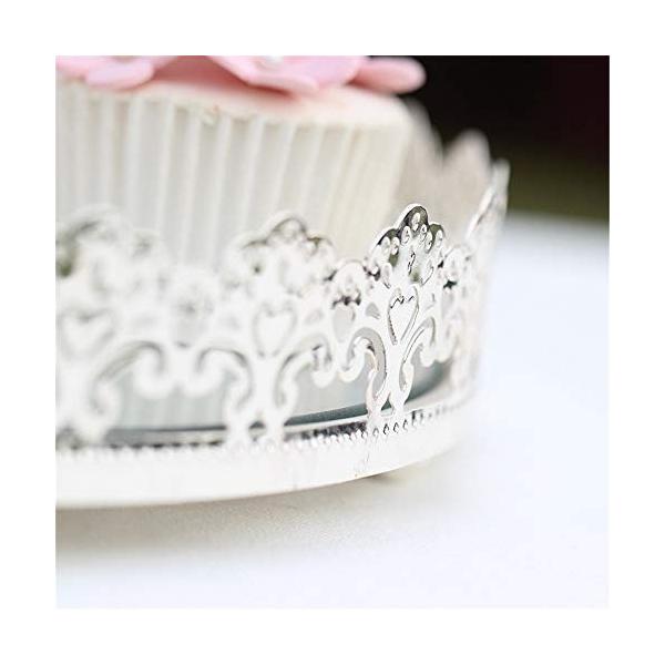 ケーキスタンド 結婚式の家の装飾クリスタルケーキレースエンボスディスプレイシルバーミラーパーティーケーキラックデザートトレイ デザートプレート 色 卓越