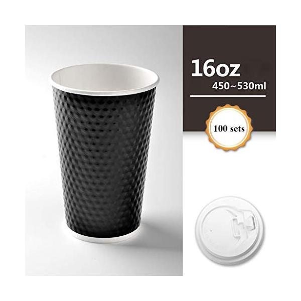 Xz15 蓋付きの使い捨てコーヒーカップ リサイクル可能 食品用 コーヒー 送料0円 家庭用およびオフィス用 1パックあたり100個 紅茶 Size