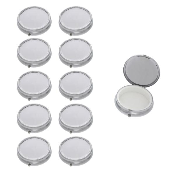 丸型 ピルケース 10個入 持ち運び 携帯用 コンパクト 50mm 落とし面 デコ 小物入れ 金属ケース 区切り無し B382-1 シルバー 大王製作所