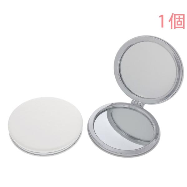 コンパクトミラー 丸型 両面ミラー 拡大鏡付 φ72mm パンケーキ 合皮 PU製 1個入り【サイズ】　幅72mm×高さ75mm×厚さ12mm 　拡大鏡倍率　：　2倍【材質】　表面レザー　：　PU(ポリウレタン)合皮 　本体　　　　：　AB...