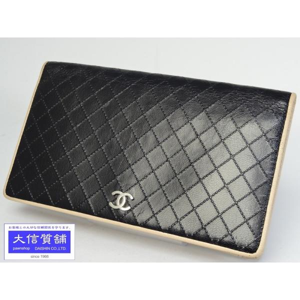 CHANEL（シャネル） ビコローレ 長財布 カーフ ブラック 中古B+ A-4686