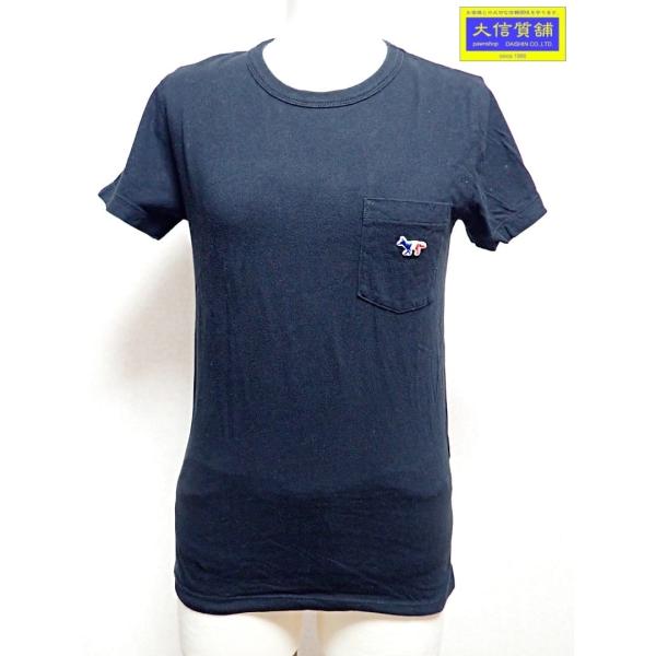MAISON KITSUNE メゾンキツネ 半袖 Tシャツ レディース XS ブラック ポケット 中古B 【送料無料】 A-8474