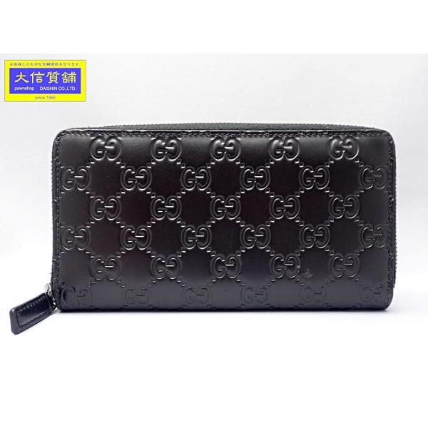 ◇極美品◇グッチ シマレザー ラウンドジップ長財布　ブラック　307987 GUCCI（グッチ） グッチシマ シグネチャー ラウンドジップ ウォレット