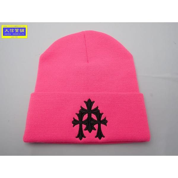 CHROME HEARTS（クロムハーツ） ビーニー ニット帽 ピンク OS 23cm