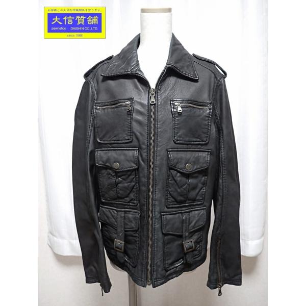 D&G ドルチェ＆ガッバーナ  ラムレザージャケット 6ポケット 46 RB007 SE021 ブラック 中古B- 【送料無料】 A-9260