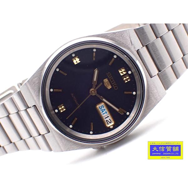 SEIKO FIVE セイコーファイブ メンズウォッチ 7S26-3130 SS 自動巻き 逆輸入モデル ネイビーダイヤル 稼働品 中古B+ 【送料無料】 B-2385