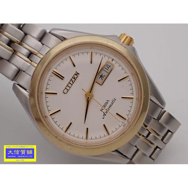 CITIZEN FORMA シチズン フォルマ メンズウォッチ 4-S82337 SS+GP 自動巻 ホワイトダイヤル 稼働品 ジャンク品 【送料無料】 B-2404