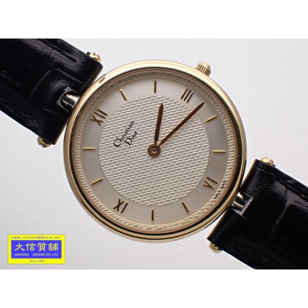CHRISTIAN DIOR クリスチャン ディオール GP クォーツ 3026 革ベルト ホワイトダイヤル 電池交換済 中古B+ 【送料無料】 B-2416