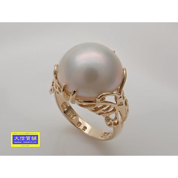 HANAE MORI ハナエ モリ K18 イエローゴールド マベパールリング 13mm 7号 4.83g 中古A