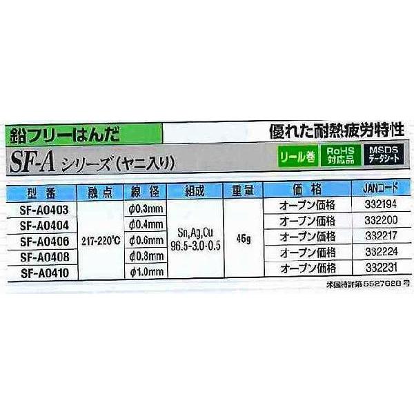 他サイト： 太洋電機産業 グット goot 鉛フリーはんだ SF-A0408 [94-332224]の商品画像