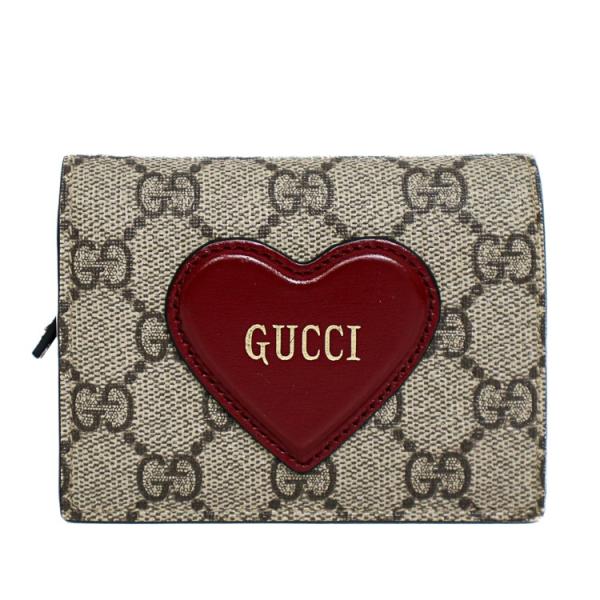 外観美品　グッチGG柄二つ折り コンパクトウォレット 財布 ハート　バレンタイン GUCCI 【美品】GUCCI コンパクトウォレット ハートモチーフ 二つ折り