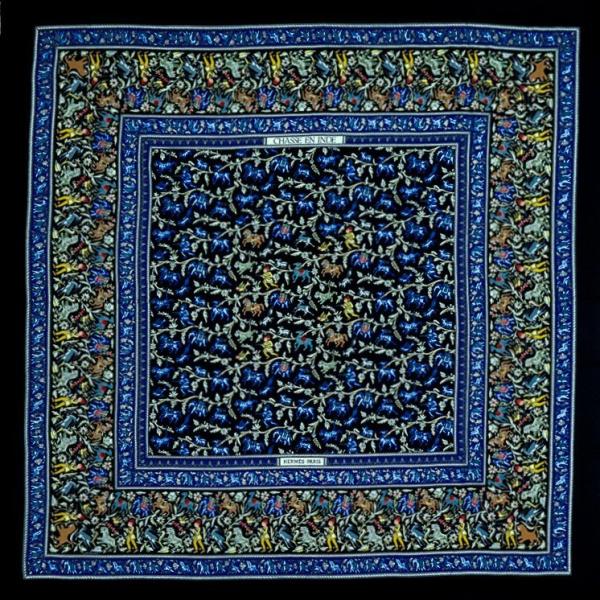 極美品 エルメス カレ140 ストールカシミヤ シルク インドの狩猟 大判 HERMES エルメス カレ140 カシシル 『CHASSE EN INDE(インドの狩猟