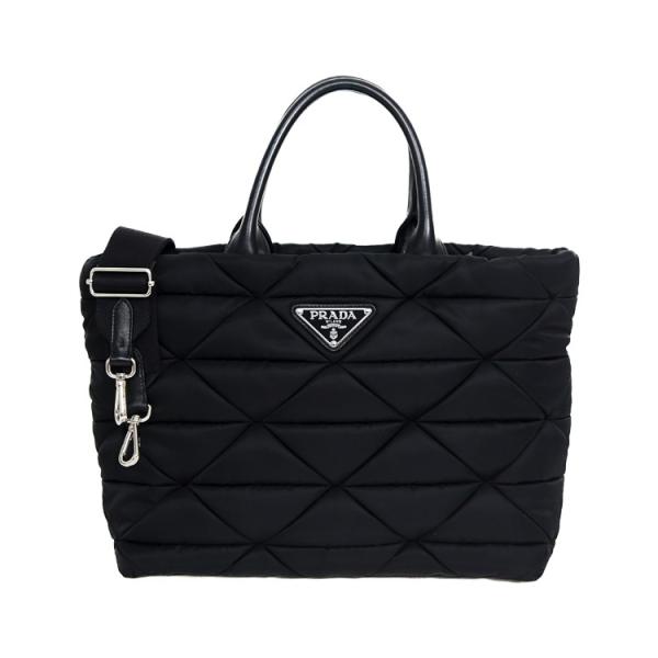中古】プラダ ミディアム パデッド Re-Nylon レザー 2WAY トートバッグ 