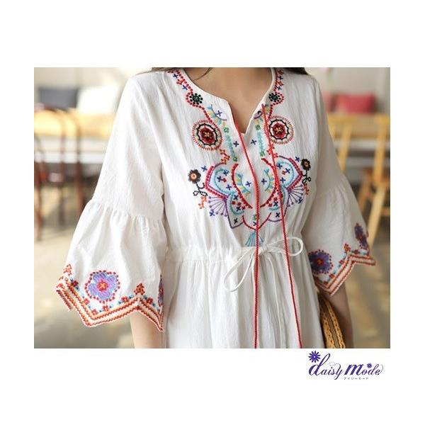 エスニック刺繍ワンピース ロングワンピース 夏 マキシ丈 Vネック 七分袖 大人可愛い ゆったり リゾート Buyee Buyee Japanese Proxy Service Buy From Japan Bot Online
