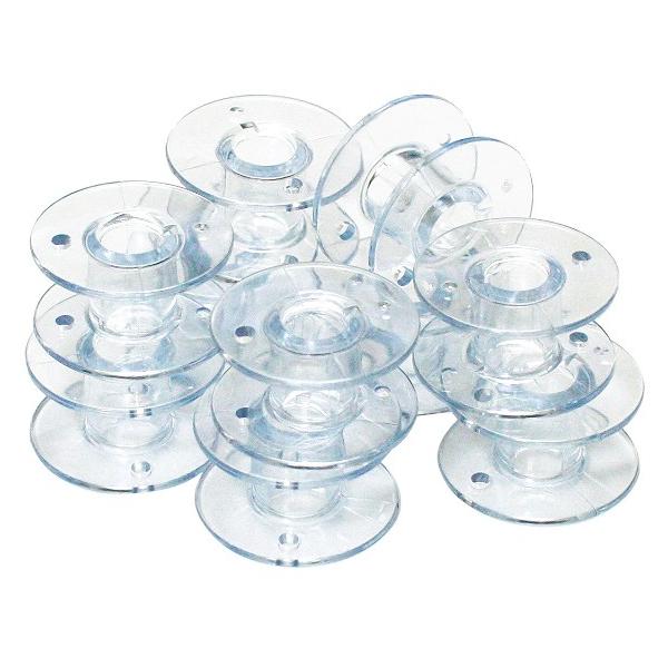 家庭用ミシンで使用できるプラスチックボビンです。高さ11.5ｍｍのプラスチックボビン対応のミシンでご使用頂けます。サイズ:10個入り色:無色